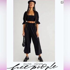 Free People Black Wide Leg Jumpsuit